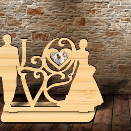 Dřevěný Svatební Foto Rámeček - LOVE